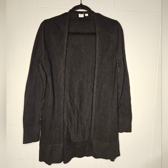 Gap Black Cotton Open Front Long Sleeve Waffle Knit Front Cardigan Sz S EUC - Picture 1 of 13